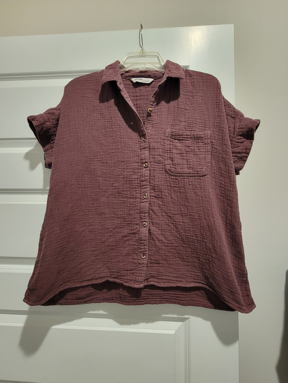 Relaxed Button-Front Cotton Gauze Shirt - Mauve